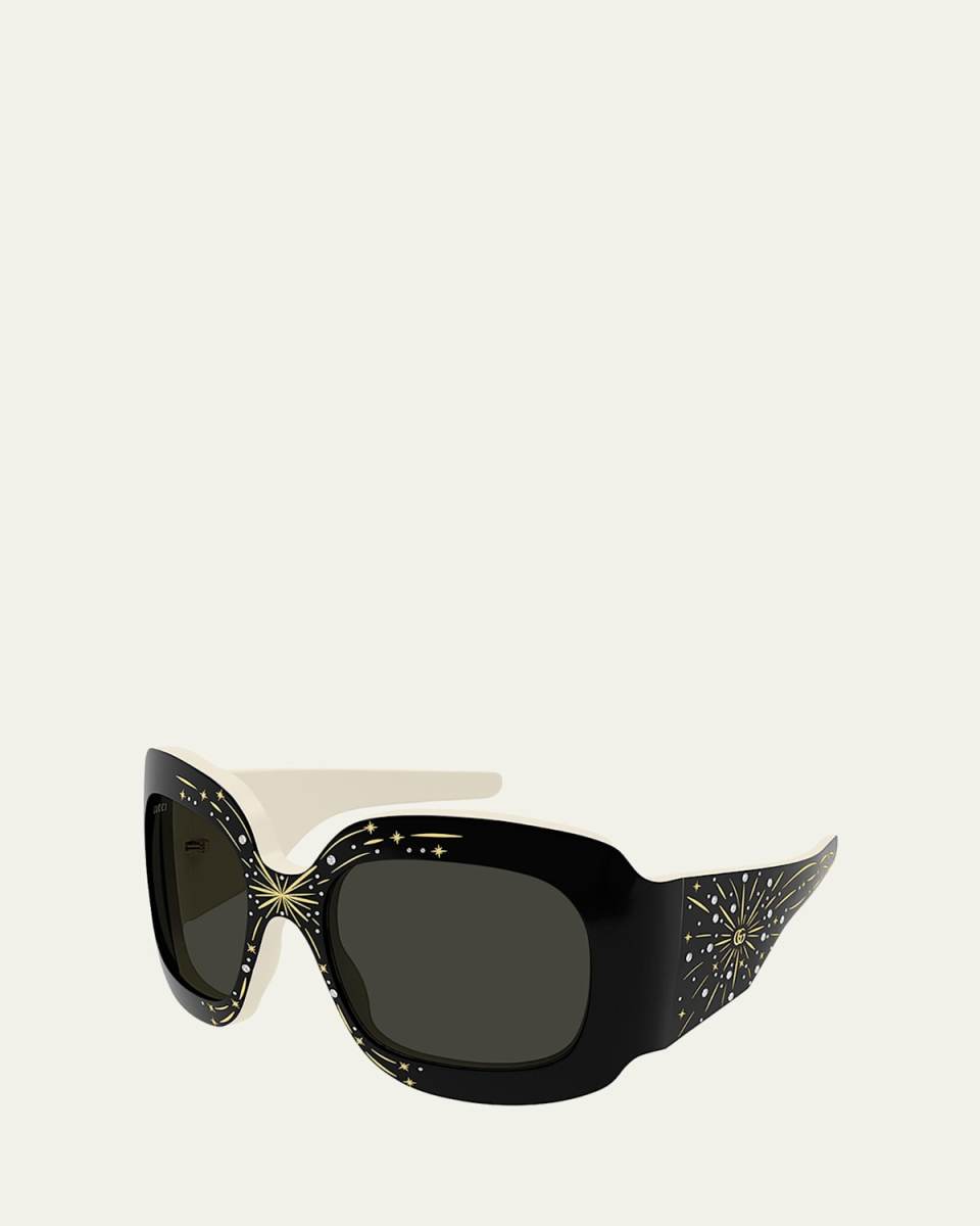Star Crystal Acetate Wrap Butterfly Sunglasses